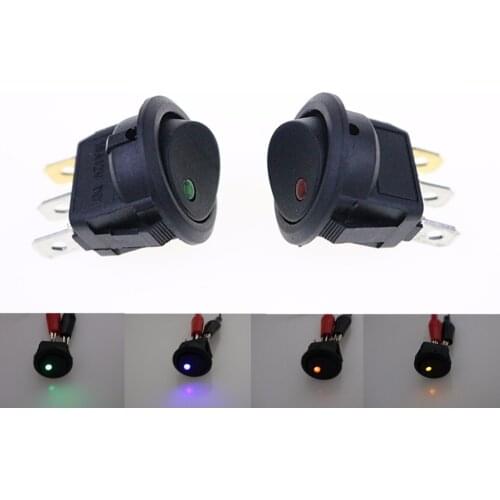 4Pcs Car 12V / 220V 3 Pin 4 color each cats eye Round Rocker Dot Boat LED Light Toggle Switch SPST