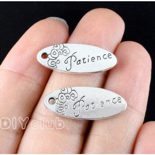 40pcs-Antique Silver Flower Patience Charms Pendants 25x10mm