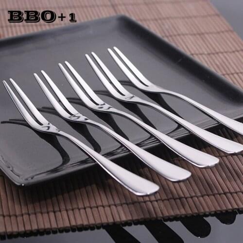 5pcs/sets Stainless Steel Fruit Fork Vintage Salad Small Fork Dinnerware Sets Table Cake Dessert Fork Kitchen Cutlery Set