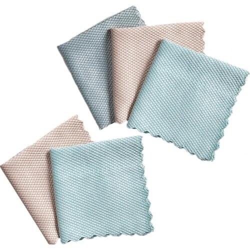 5Pcs Rag Soft Super Water Absorbent Polyester Cleaning Fish Scale Rag for Kitchen
