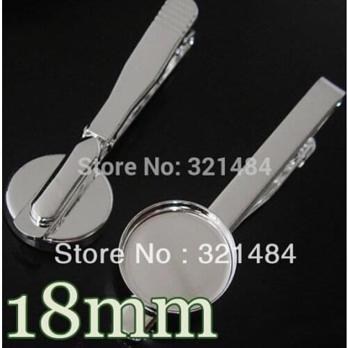 50pcs Silver plated Mens Tie Clip Blank Base Cufflinks Round 18mm bezel setting