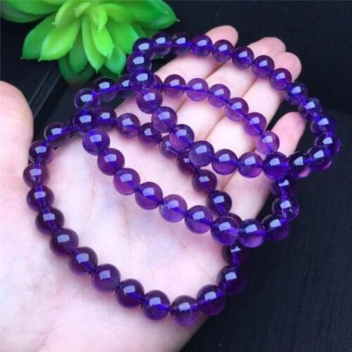 1pc Natural Amethyst Bracelet Men Women Fund Will Grain Deep Purple Crystal Beads Bracelet Student Trade Fine Jewelry