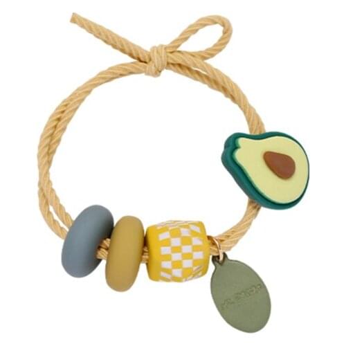 Acrylic Fruit Strawberry Cherry Green Orange Yellow Blue Pink Elastic Hair Bands Ponytail Holders Headwear for Women & Kids