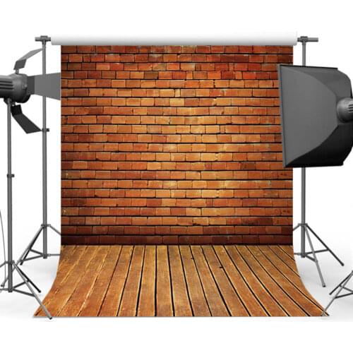 Mehofoto Red Brick Wall Background for Photography Wood Floor Photo Backdrop Booth Studio Custom F-1594