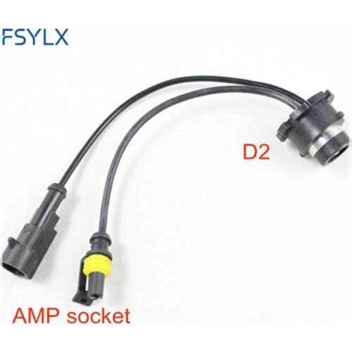 FSYLX D2 D4 male -AMP adaptors HID Xenon relay harness cables D2S D2C D2R D4 Car Xenon HID headlight wiring cable base D2 AMP