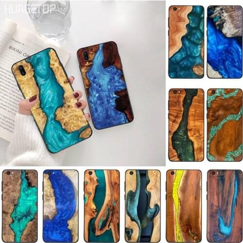 HUAGETOP Resin WOOD Marble colorful Painted Phone Case For Vivo Y91c Y17 Y51 Y67 Y55 Y7s Y81S Y19 V17 vivos5