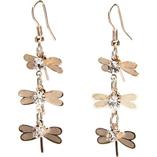 ISINYEE Fashion Cute Crystal Dragonfly Dangle Earrings For Women Girls Gold Insect Hanging Earring Brincos 2018 Korean Jewelry