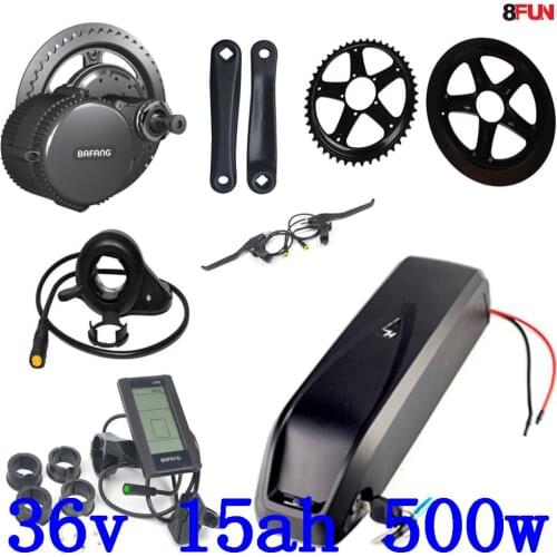 36V 500w Bafang BBS02 mid drive electric motor kit +36V 15Ah electric bicycle Lithium ion Battery for 36V 350W 500W Motor