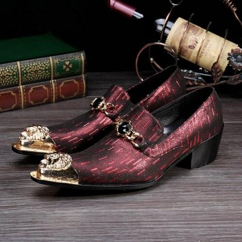 Spring and Summer New Fashion Leather Mens Pointed Toe Increase High Iron Toe Personality Trend Casual Leather Mens Shoes