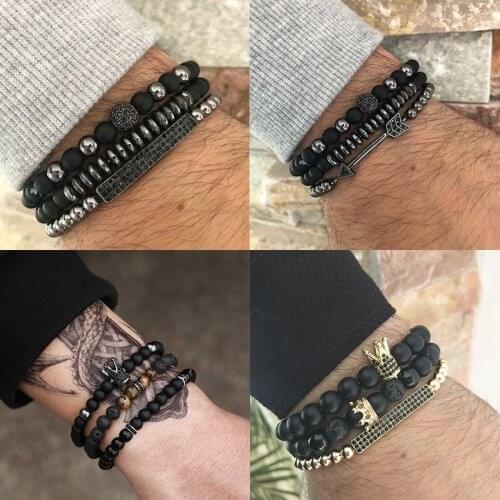 Men Bracelet Natural Hematite Stone Beads Bracelet Chakra Volcanic Lava Stone Diffuser Bracelets Men Jewelry Gift Drop Shipping