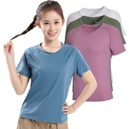 2021 New Yoga Sports Tops Gym Clothing Bodybuilding Fitness Running T Shirt Women Short Sleeves Yoga Work Out Top Gym Sport Wear