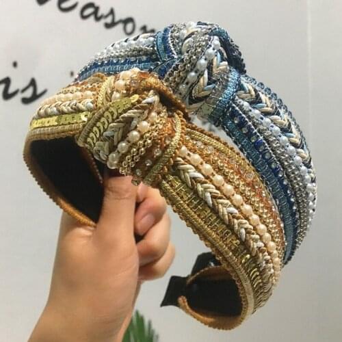 2020 New Pearl Sequin Hair Bands For Women Lady Luxury Shiny Padded Diamond Headband Hair Hoop Fashion Hair Accessories