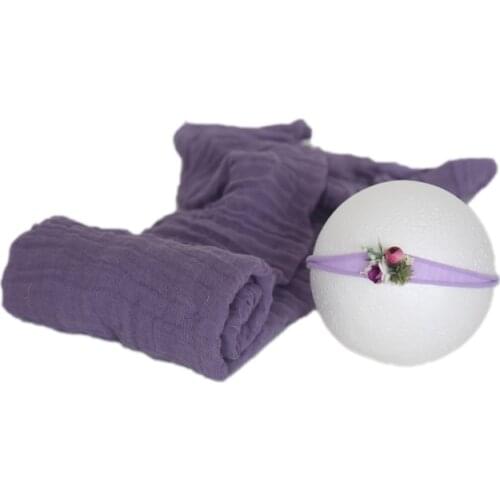 Dyed Cheesecloth Wrap and Headband Set Newborn Stretch knit Swaddle Wrap Tieback Outfit Photography Porps Baby Blanket Layer