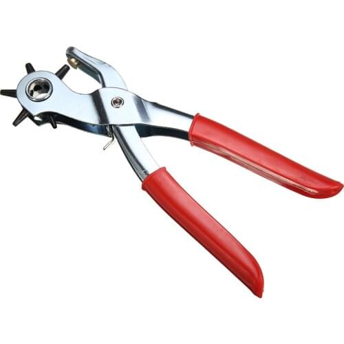 Leather Hole Punch Heavy Duty Hand Pliers Belt Holes 6 Sized Puncher Tool Sewing Machine Watchband Strap Craft Tool Accessories