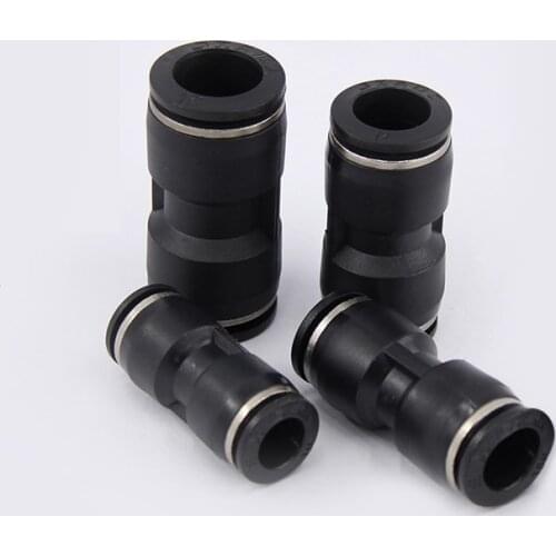Black Pneumatic Quick Coupling PU Series for OD 4/6/8/10/12/14 / 16mm OD Pipe Type I 2 Way Straight Connector