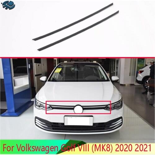 For Volkswagen Golf VIII (MK8) 2020 2021 Carbon Fiber Style Front Center Mesh Grille Grill Cover Radiator Strip Trim Decoration