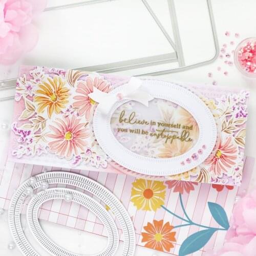 Mmao Crafts Metal Steel Cutting Dies Line oval background frame Stencil For DIY Scrapbooking Paper/photo Cards Embossing Dies