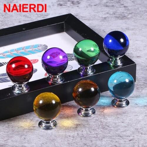 NAIERDI 30mm Crystal Ball Furniture Knob Kitchen Cupboard Door Pulls Drawer Knobs Cabinet Handles Wardrobe Door Handles Hardware