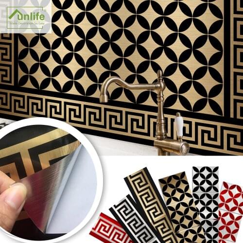 Funlife 10/15/20/25/30cmBrushed Gold Silver red Removable Waterproof Wall Border Tile Stickers for Bathroom Kitchen Wall Sticker