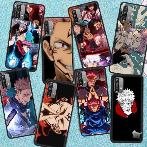 Silicone Case For Xiaomi Redmi Note 9S 9 8 10 Pro 8T Phone Cover 7 9A 9C 8A K40 9T 6 6A Black Soft Shell Jujutsu Kaisen Anime