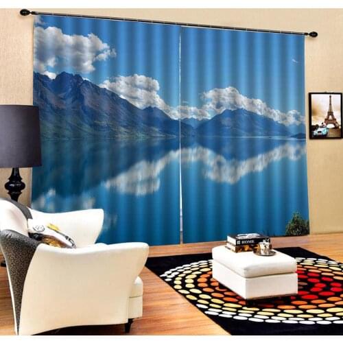 Blue curtains 3D Curtain Luxury Blackout Window Curtain Living Room lake sky curtains Decoration curtains