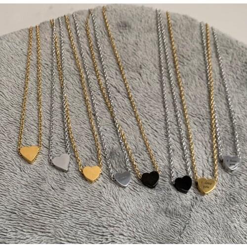Stainless Steel Love Heart Pendant Necklace Cute Gold Color Mini Charm Chain Women Men Unisex Fashion Jewelry