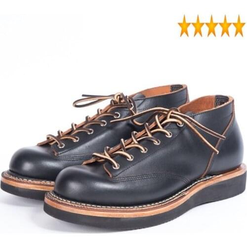 Retro Casual Dress Classic Genuine Leather High Top Mens Boots Lace Up Round Toe Fashion Men Black Cowhide Designer Shoes