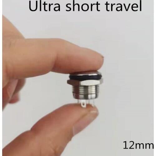 12mm Waterproof Metal Push Button Switch LED Light Momentary Car/PC Power Switch 3V 12V 24V 220V Ultra short travel