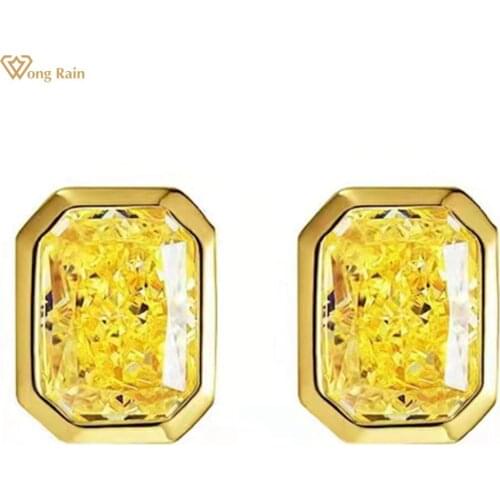 Wong Rain 100% 925 Sterling Silver 1 CT Created Moissanite Gemstone Wedding Engagement Ear Studs Earrings Fine Jewelry Wholesale