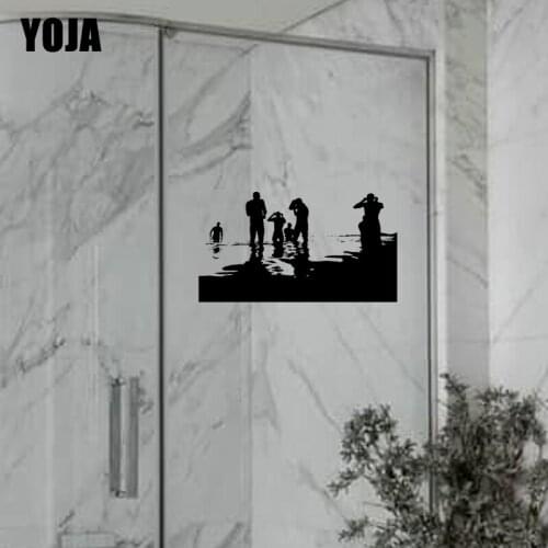 YOJA 15x26.8CM Fun Bathroom Shower Glass Swimming Decals Home Wall Stickers G2-0386