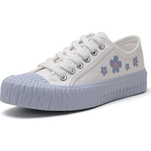 TaoBo 2020 Women Canvas Shoes Ladies Breathable Cute Flower Pattern Footwear Flats Casual Shoes White Sneakers Size 35-40
