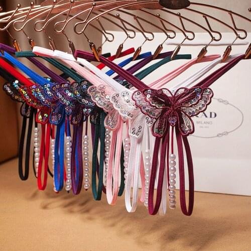Pearl Panties Ladies Sexy Sequin Embroidery open files Massage Transparent Gauze Low Waist Thong