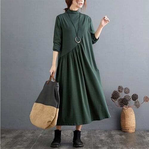 2021 New Arrival Knitted Basic Autumn Winter Dress Patchwork Office Lady OL Work Dress Fashion Women Casual Spring Midi Dress