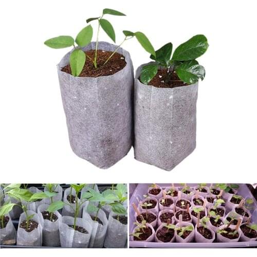 100Pcs Biodegradable Seedling Bags Non Woven Garden Fabric Pots Eco-Friendly Planting Nursery Plant Grow Bag Pouch