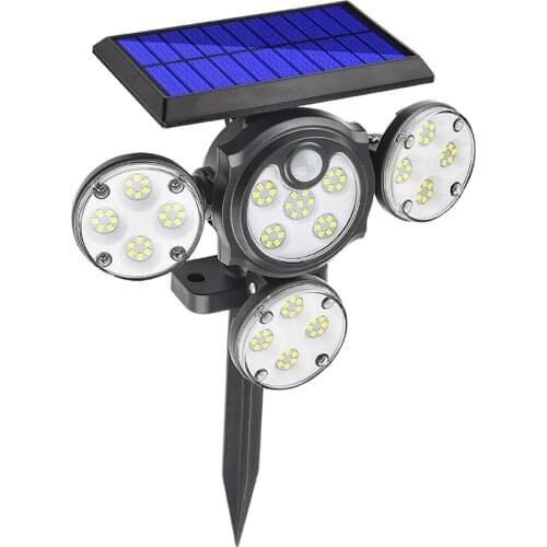104 COB LED Solar Lights Three Head Lamp PIR Motion Sensor Landscape Spotlights IP65 Waterproof Garden Outdoor Lights Decoration