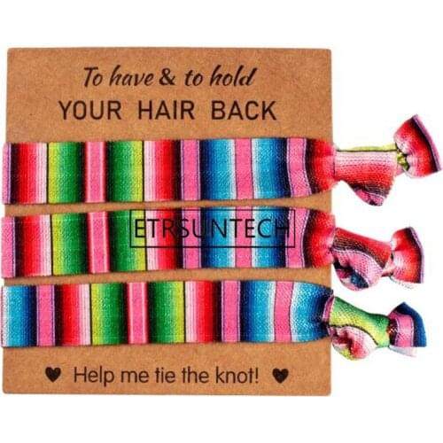 200sets Elastic Hair Bracelet Accessories knots-Mexico Pattern Printed Stripe Ponytail Tie Party Favor for Women Girls