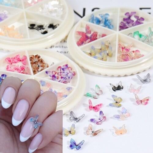 3D Nail Art Charms Butterfly Mix Color Shiny Crystal Rhinestones Manicure Tip Nails Decoration