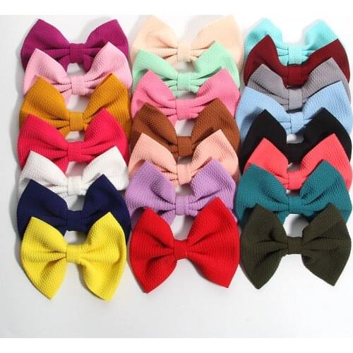 50PCS 13CM 5.1" New Beauty Fabric Hair Bows For Hair Clips Boutique Seersucker Waffle For Girls DIY Hair Bow Clip Accessories