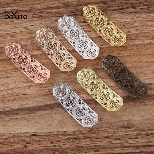 BoYuTe (50 Pieces/Lot) 14*45MM Metal Brass Stamping Arched Filigree Flower Findings Diy Hand Made Jewelry Materials
