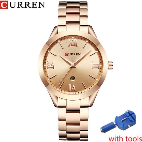 CURREN Watch Women Full Steel Rose Gold Ladies Dress Wristwatch Bracelet Fashion Womens Quartz Watches Clock bayan kol saati