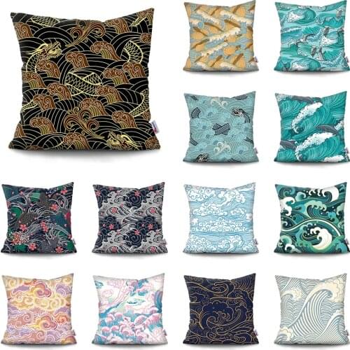 Double-sided printing cushion cover Japanese retro spray cushion covers Polyester Throw Pillow Case Car Sofa Home Decor Pillow