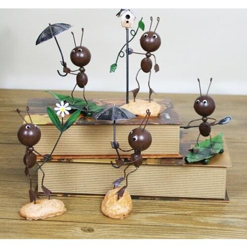 Creative Cute Iron Art Ants Figurines Craft Metal Sculpture Decor Home TV Cabinet Handicraft Desk Decoration Party Handcrafte