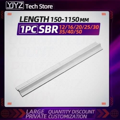 1PC SBR aluminum bracket, model SBR12/16/20/25/30/35/40/50, length -150mm-1150mm perforated linear guide, used for CNC parts