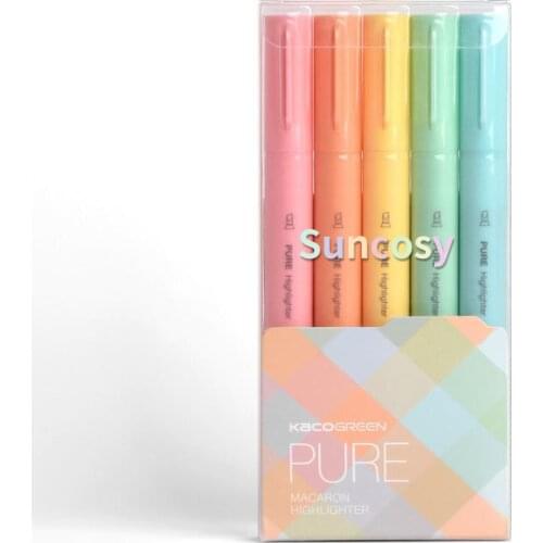 KACO PURE Macaron Highlighter Markers, Strokes Highlight, Large-Capacity Fluorescent Pastel Marker Pens ,School supplies