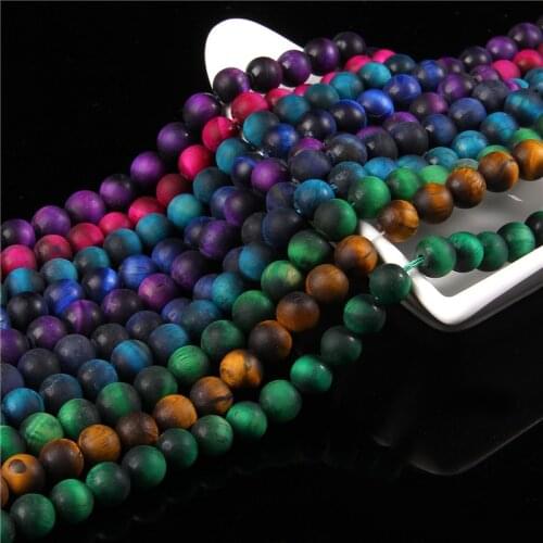 6/8/10/12mm Matte Tiger Eye Agat Round Beads Colorful Frosted Tiger Eye Stone Beads For Jewelry Making Beads diy Accessories 15"