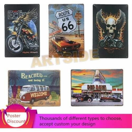 Ghost Rider Motorcycle Fire Fog Tin Sign Metal Poster Plate Painted Modern Wall Decoration