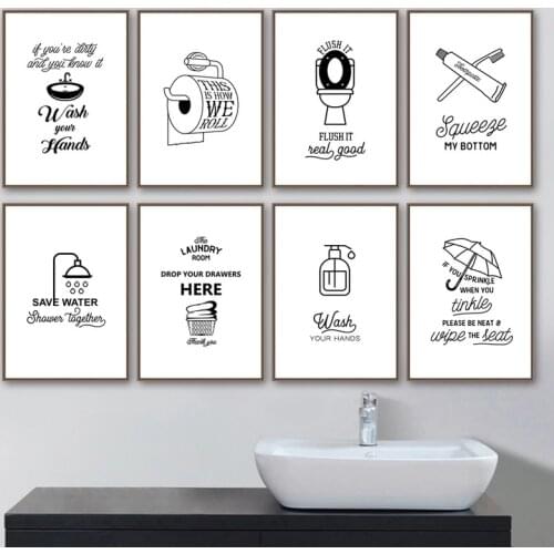 Minimalist Creative Bathroom Toilet Canvas Painting Nordic Posters and Prints Wall Art Stickers Pictures for Modern Room Decor