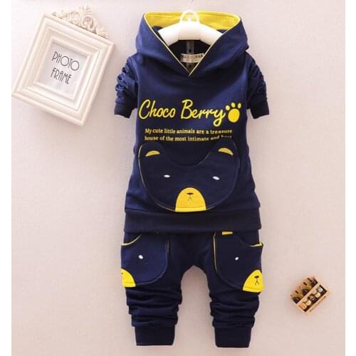 Fashion Pocket Children Boys Girl Cartoon Suits Baby Cotton Hoodies Pants 2Pcs Sets Spring Autumn Clothes Toddler Tracksuits