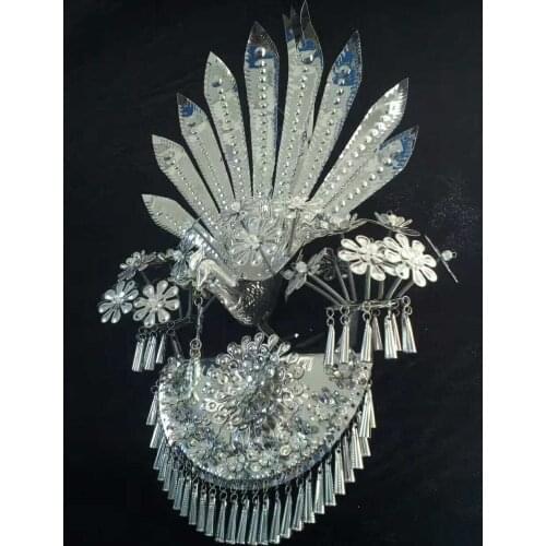 Miao and Dong silver headgear hat Chinese traditional headwear halloween cosplay party headdress