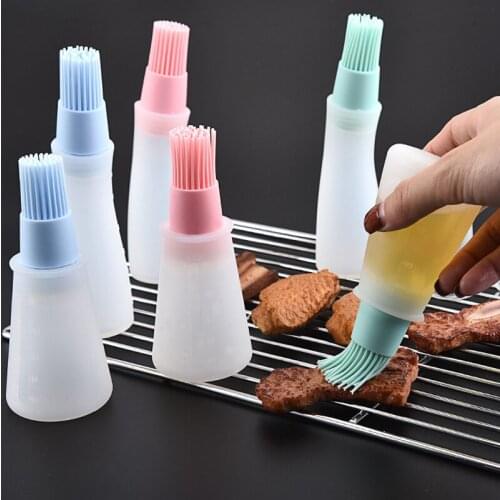 Silicone Oil Bottle with Brush Grill Oil Brushes Barbecue Brush Oil Brush Household Portable BBQ Kitchen Tool